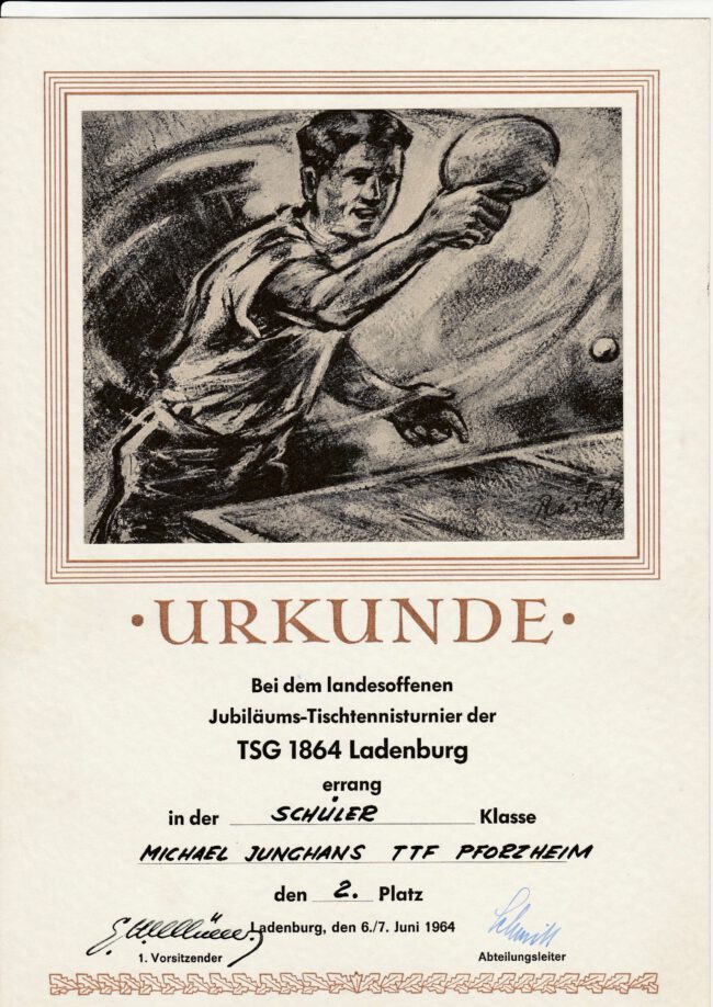 Michael Junghans - Urkunde - 1964